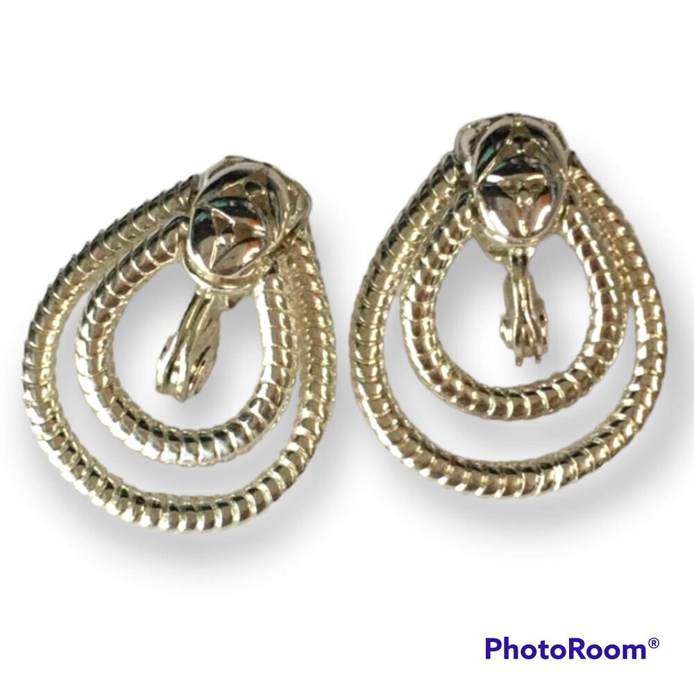 HMN stamped silver tone clip-on earrings